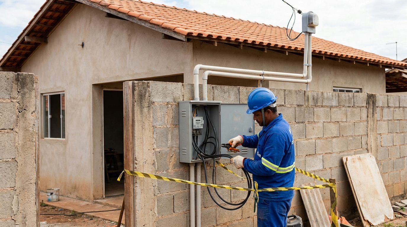 Eletricista instalando padrao de energia em Vitória da Conquista‑BA