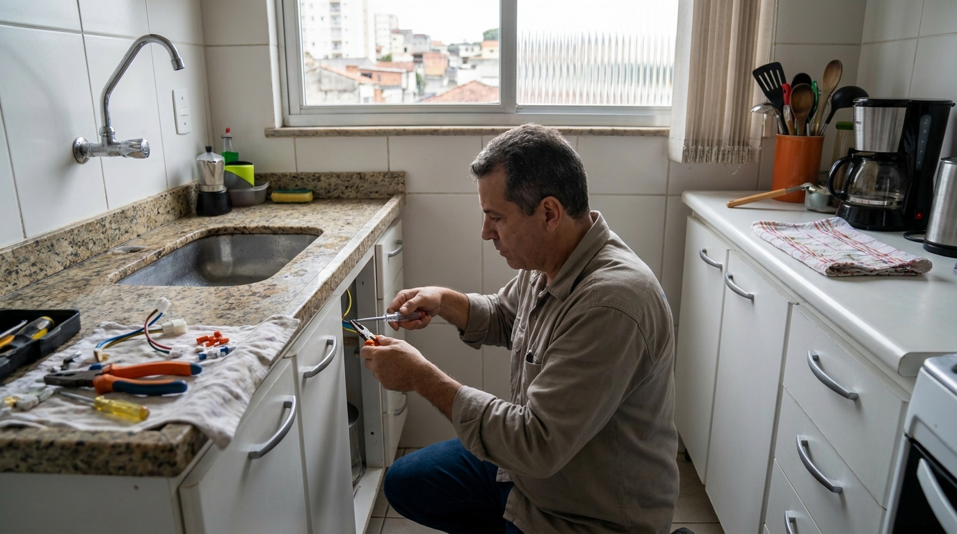 Eletricista instalando torneira eletrica em Vitória da Conquista‑BA