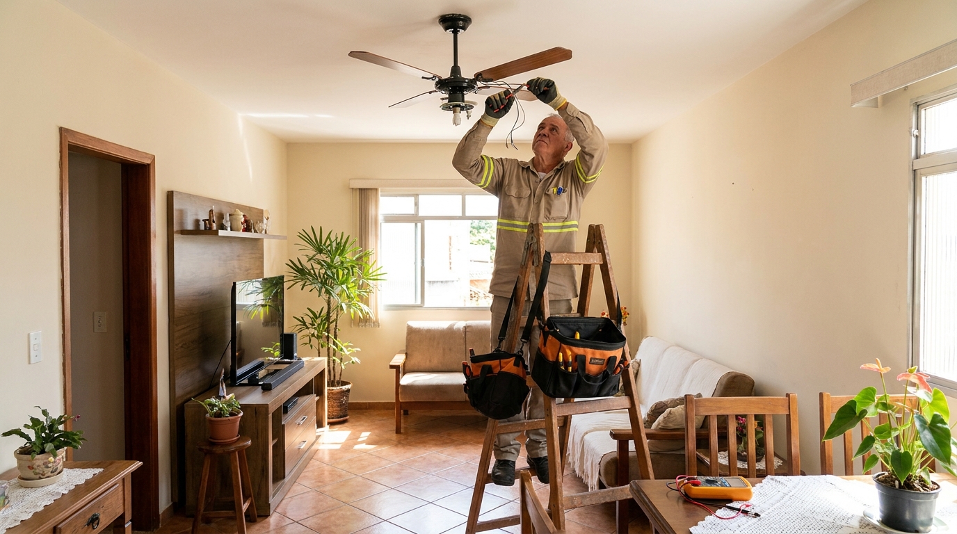 Montagem de ventilador de teto em Vitória da Conquista‑BA